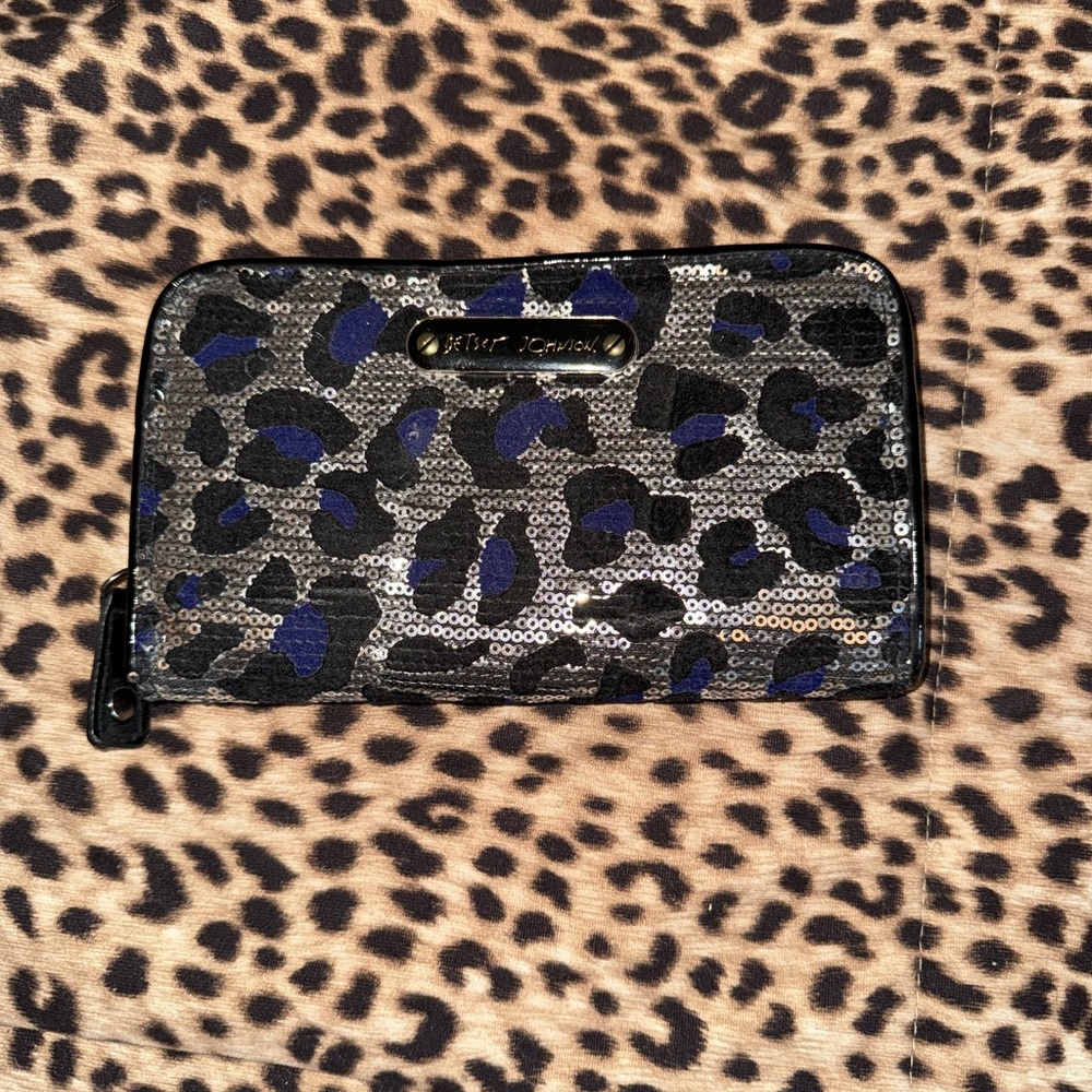 Betsey Johnson Black and Blue Sequin Wallet